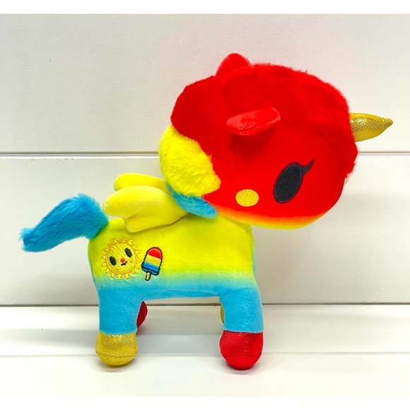 Tokidoki Unicorno Aurora Summer Plush 7.5" Rainbow Blue Red Stuffed Horse 2021 - Picture 1 of 5